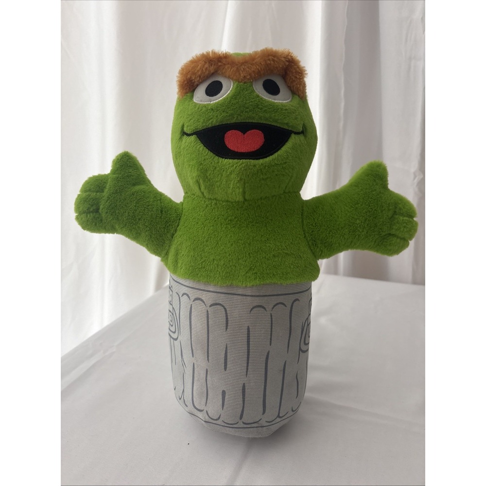 Sesame Street Oscar The Grouch Plush 13" Garbage Can Stuffed Animal Toy Factory